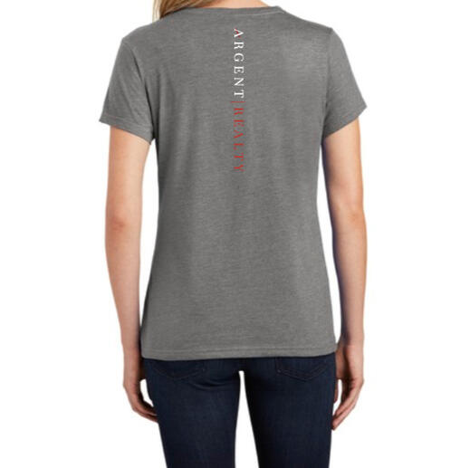 women's short sleeve back gray
